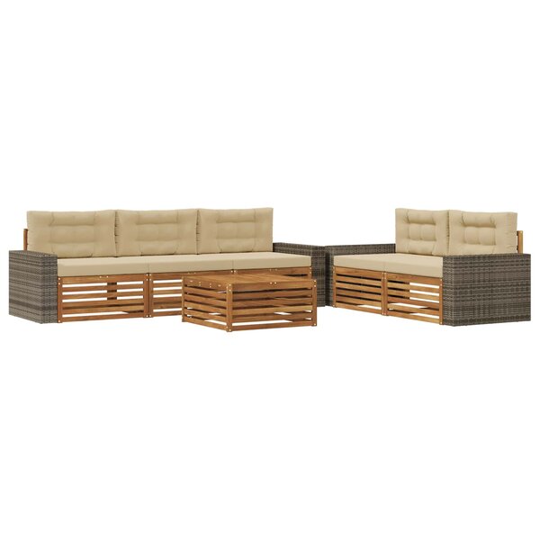 vidaXL Ensemble de canapés d'extérieur 6 Pièces Naturel et Beige