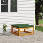 vidaXL Repose-pied de jardin avec coussin verts bois massif d'acacia