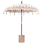 vidaXL Parasol balinais 2 Pièces Crème 210-220 cm Coton et bois massif