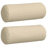 vidaXL Coussins d'accent 2 Pièces Crème Ø 25 x 70 cm tissu