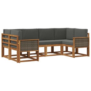 vidaXL Ensemble de canapés d'extérieur 6 pc Naturel et Anthracite