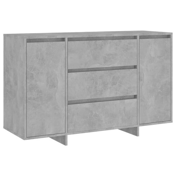 vidaXL Buffet avec 3 tiroirs Gris béton 120x41x75 cm Bois d'ingénierie