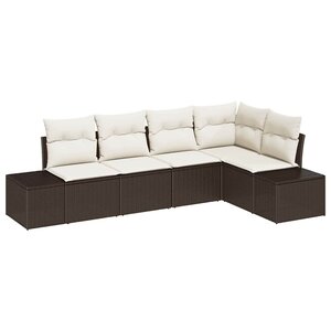 vidaXL Ensemble de canapé de jardin 5 Pièces Marron polyrotin