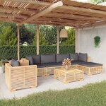 vidaXL Salon de jardin 7 Pièces avec coussins Bois de teck solide