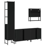 vidaXL Ensemble de meubles salle de bain 4 Pièces noir bois d'ingénierie