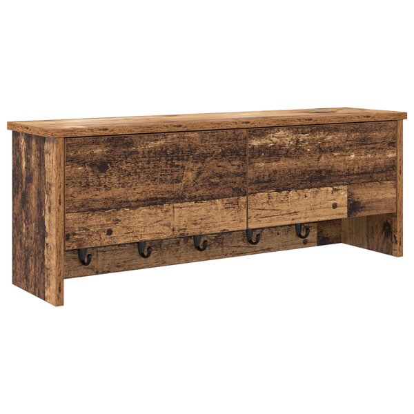 vidaXL Porte-manteau mural avec étagère Montage mural avec stockage avec porte Bois ancien 80 x 20 x 30 cm