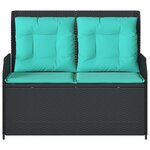 vidaXL Banc de jardin avec coussin Noir Poly rotin