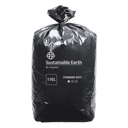 Sac poubelle 110 L noir pour déchets courants en plastique recyclé 45 microns Ø 70 x H.110 cm (8 rouleaux de 25 sacs)