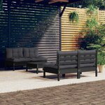 vidaXL Salon de jardin 5 Pièces avec coussins anthracite Bois de pin