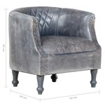 vidaXL Fauteuil tube Gris 62x58x65 cm Cuir véritable