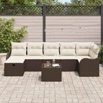 vidaXL Ensemble de canapé de jardin 8 Pièces Marron Poly rotin