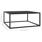 Vidaxl table basse noir avec verre noir 80x80x35 cm