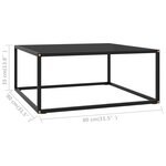 vidaXL Table basse Noir avec verre noir 80x80x35 cm