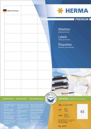 Etiquettes universelles premium, 105 x 297 mm, blanc herma