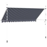 vidaXL Auvent rétractable manuel 400 cm Rayures bleues et blanches
