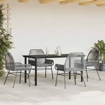 vidaXL Ensemble à manger jardin coussins 5 Pièces gris poly rotin verre