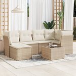 vidaXL Salon de jardin avec coussins 7 Pièces beige résine tressée