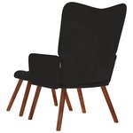 vidaXL Chaise de relaxation avec tabouret Noir Velours