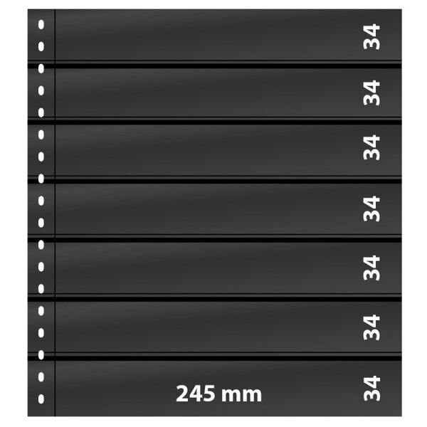 Feuilles de classement Omnia Lindner à 7 bandes pour timbres-poste. Fond - Noir