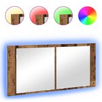 vidaXL Cabinet Miroir LED avec étagère Bois ancien 100 x 12 x 45 cm