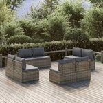 vidaXL Canapés centraux de jardin 8 Pièces Gris 57x57x56 cm Poly rotin