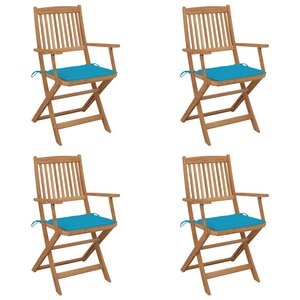 vidaXL Chaises pliables de jardin lot de 4 avec coussins Bois d'acacia