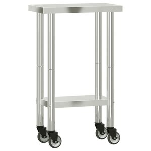 vidaXL Table de travail de cuisine avec roues 55x30x85 cm inox
