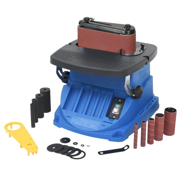 vidaXL Ponceuse à bande et à axe oscillant 450 W Bleu