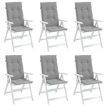 vidaXL Coussins de chaise de jardin à dossier haut lot de 6 gris tissu