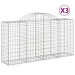 vidaXL Paniers à gabions arqués 3 Pièces 200x50x100/120 cm fer galvanisé