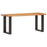 Banc banquette au bord naturel du bois 110 x 35 x 46 cm bois d'acacia solide et acier 02_0010780