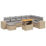 vidaXL Salon de jardin avec coussins 9 Pièces beige résine tressée