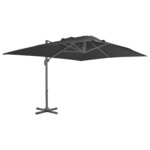 vidaXL Parasol déporté avec mât en aluminium 4x3 m Noir