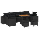 vidaXL Ensemble de canapé de jardin 10 Pièces Noir 90 x 55 x 71 cm