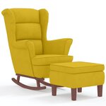 vidaXL Fauteuil à bascule à oreilles en velours jaune bois massif