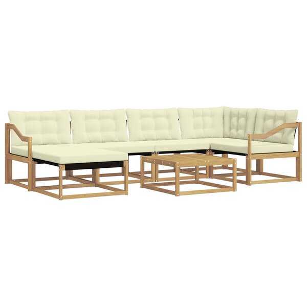 vidaXL Ensemble de canapés d'extérieur 7 Pièces Blanc et crème