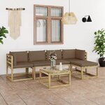 Vidaxl salon de jardin 6 pièces avec coussins bois de pin imprégné