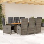 vidaXL Ensemble à manger de jardin 9 Pièces coussins gris résine tressée