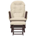 vidaXL Chaise berçante avec repose-pied Blanc crème Tissu