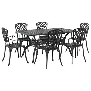 vidaXL Ensemble de salle à manger de jardin 7 pièces en aluminium coulé noir