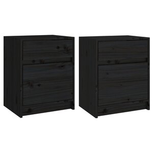 vidaXL Tables de chevet 2 Pièces Noir 40x31x50 cm Bois de pin massif