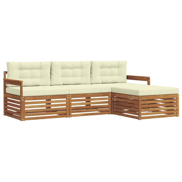 vidaXL Ensemble de canapés d'extérieur avec coussin Naturel et Crème