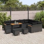 vidaXL Ensemble de canapé de jardin 13 Pièces Noir Poly rotin
