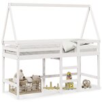 vidaXL Lit superposé et échelle et toit blanc 90x190cm bois pin massif
