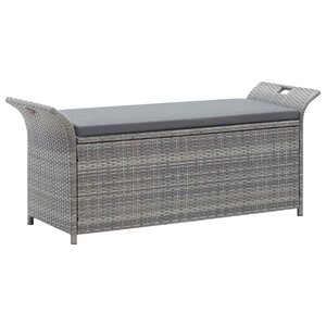 vidaXL Banc de rangement avec coussin gris 138 cm résine tressée
