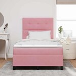 vidaXL Lit à ressort LED avec matelas Rose 120 x 200 cm tissu