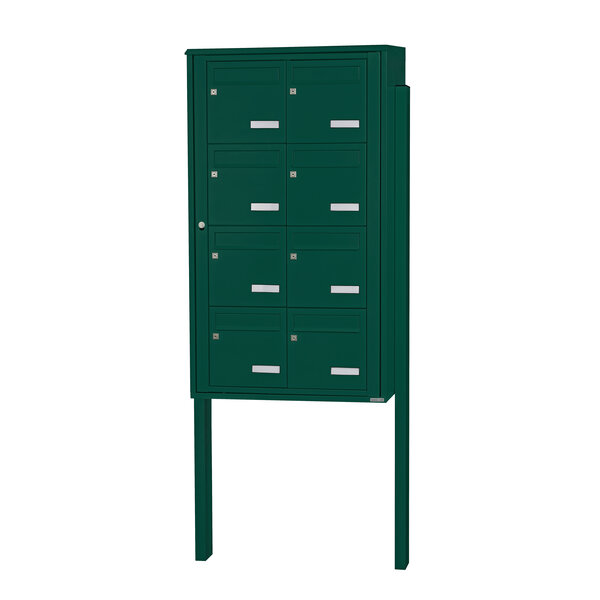 Bloc collectif Leabox  2x4  grade 3  simple face  Extérieur  fixation sur pieds à sceller  Vert mousse RAL 6005 finition brillante