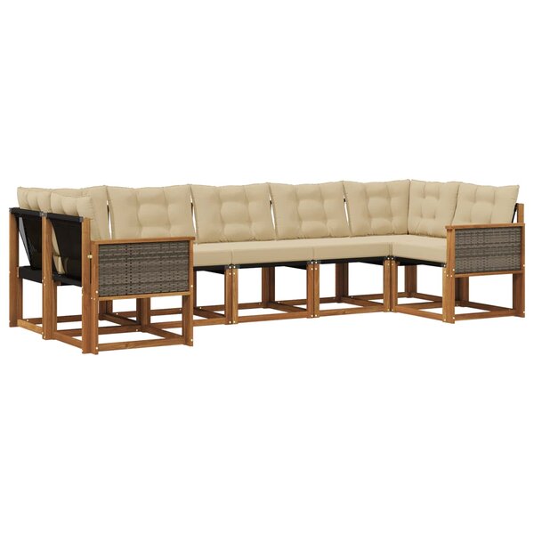 vidaXL Ensemble de canapés d'extérieur 7 pc Naturel et Beige