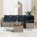 vidaXL Ensemble de canapé de jardin avec coussin 6 Pièces Gris polyrotin