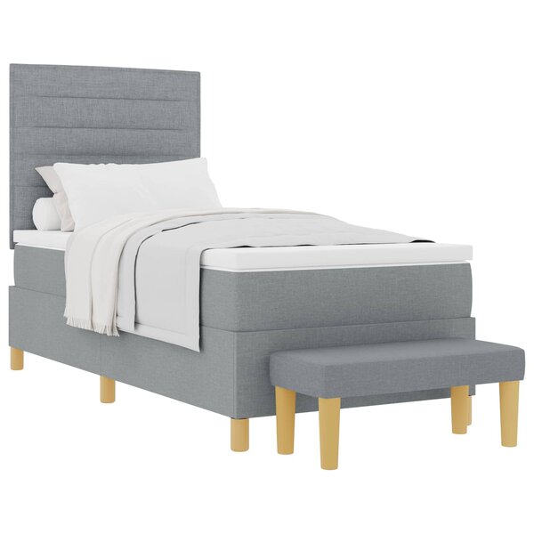 vidaXL Lit à ressorts avec tête de lit Gris clair 200 x 100 cm tissu